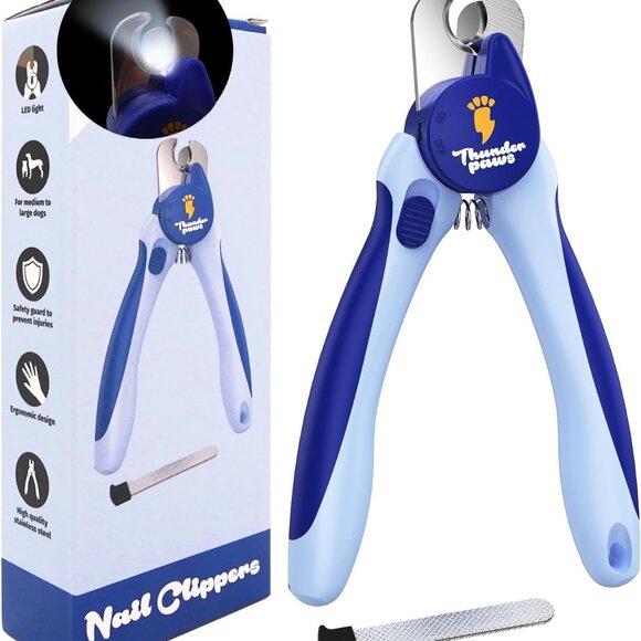 LED Dog Nail Clippers Stainless Steel Medium Large Pets Safety Guard File - Picture 1 of 8